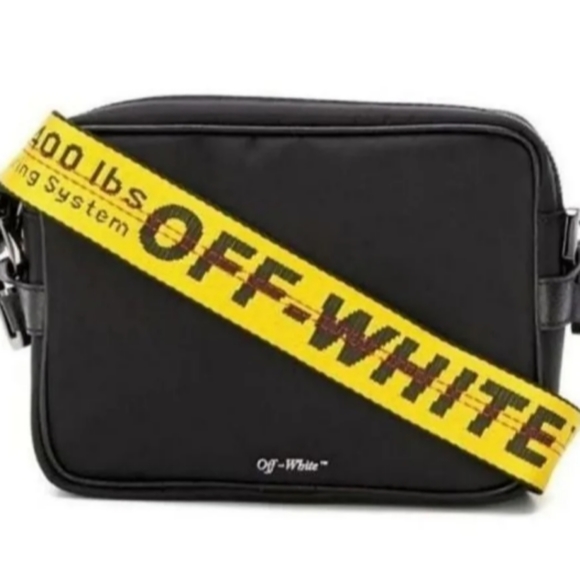 Off-White Handbags - Off-White Crossbody Bag Black w/ Yellow Industrial Belt NWT